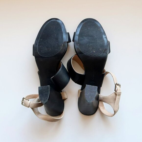 Steve Madden Carisa Black & Nude Slingback Open Toe Sturdy Heel Sandals Shoes 10 - Picture 6 of 13